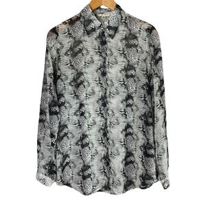 CAbi Semi Sheer Snakeskin Print Button Down Blouse Top Relaxed Fit Size Small